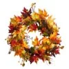 24 In. Green Autumn Maple Leaf And Berries Artificial Fall Wreath With Twig Base -Holiday Glow Store nearly natural fall wreaths w1258 64 1000