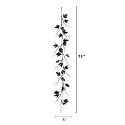 6.5ft. Pre-Lit Artificial Halloween Black Maple Garland With 48 Orange & Purple LED Lights -Holiday Glow Store nearly natural halloween garland w1380 c3 1000