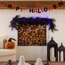 4ft. Artificial Real Touch Halloween Black Norfolk Island Pine Garland With Natural Look -Holiday Glow Store nearly natural halloween garland w1381 31 1000