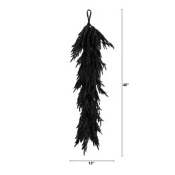 4ft. Artificial Real Touch Halloween Black Norfolk Island Pine Garland With Natural Look -Holiday Glow Store nearly natural halloween garland w1381 4f 1000