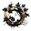 24 In. Black Skull And Bones Halloween Wreath -Holiday Glow Store nearly natural halloween wreaths w1206 64 1000