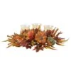 30 In. Harvest Triple Candelabrum And Artificial Foliage Table Arrangement -Holiday Glow Store nearly natural indoor fall decorations 4909 64 1000