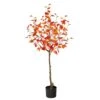 4 Ft. Orange Fall Birch Artificial Autumn Tree -Holiday Glow Store nearly natural indoor fall decorations t2785 64 1000