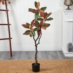 4 Ft. Brown Fall Magnolia Artificial Tree -Holiday Glow Store nearly natural indoor fall decorations t2788 31 1000