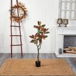 4 Ft. Brown Fall Magnolia Artificial Tree -Holiday Glow Store nearly natural indoor fall decorations t2788 4f 1000
