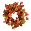 20 In. Orange Autumn Assorted Maple Leaf, Pumpkin Gourd, Pinecone And Berry Artificial Fall Wreath -Holiday Glow Store nearly natural indoor fall decorations w1221 64 1000
