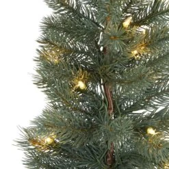 4 Ft. Green Pre-lit Pine Artificial Christmas Tree With 70 Warm White Lights Set In A Burlap Base -Holiday Glow Store nearly natural pre lit christmas trees t1426 4f 1000