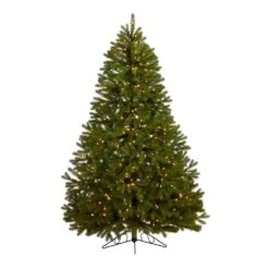 6 Ft. Pre-lit Cambridge Spruce Flat Back Artificial Christmas Tree With 350 Warm White Multifunction LED Lights