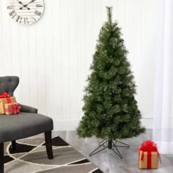 5 Ft. Pre-lit Cashmere Slim Artificial Christmas Tree With 250 Warm White Lights -Holiday Glow Store nearly natural pre lit christmas trees t1444 76 1000