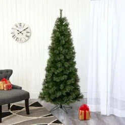 6.5 Ft. Pre-lit Cashmere Slim Artificial Christmas Tree With 350 Warm White Lights -Holiday Glow Store nearly natural pre lit christmas trees t1445 76 1000