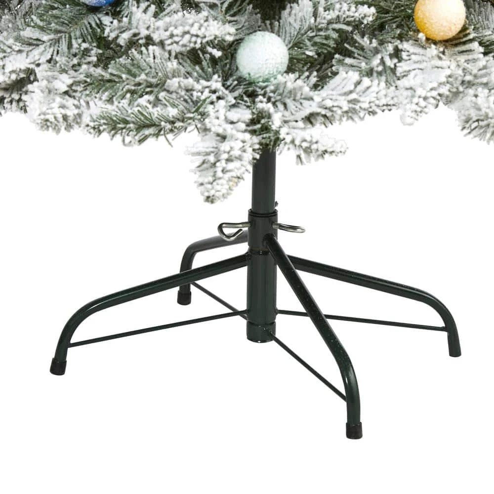 5 Ft. Pre-lit Flocked British Columbia Fir Artificial Christmas Tree With 50 Multicolor Globe Bulbs 6 5 Ft. Pre-lit Flocked British Columbia Fir Artificial Christmas Tree With 50 Multicolor Globe Bulbs - Image 4