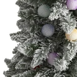 5 Ft. Pre-lit Flocked British Columbia Fir Artificial Christmas Tree With 50 Multicolor Globe Bulbs 11 5 Ft. Pre-lit Flocked British Columbia Fir Artificial Christmas Tree With 50 Multicolor Globe Bulbs -Holiday Glow Store nearly natural pre lit christmas trees t1449 4f 1000