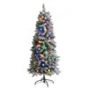 5 Ft. Pre-lit Flocked British Columbia Fir Artificial Christmas Tree With 50 Multicolor Globe Bulbs -Holiday Glow Store nearly natural pre lit christmas trees t1449 64 1000