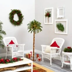 5 Ft. Pre-lit Christmas Palm Artificial Tree With 150 Warm White LED Lights -Holiday Glow Store nearly natural pre lit christmas trees t1451 fa 1000