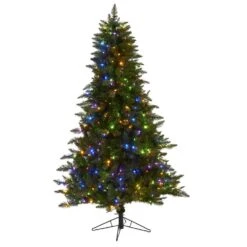 6.5 Ft. Pre-lit Vermont Spruce Artificial Christmas Tree With 450 Color Changing Multi-Function LED Lights With RC