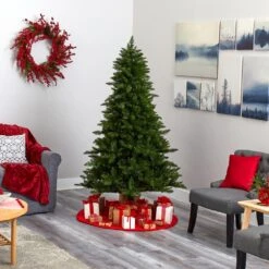 6.5 Ft. Pre-lit Vermont Spruce Artificial Christmas Tree With 450 Color Changing Multi-Function LED Lights With RC -Holiday Glow Store nearly natural pre lit christmas trees t1457 76 1000