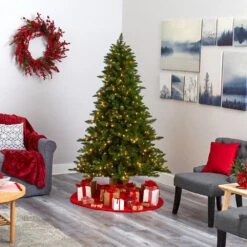 6.5 Ft. Pre-lit Vermont Spruce Artificial Christmas Tree With 450 Color Changing Multi-Function LED Lights With RC -Holiday Glow Store nearly natural pre lit christmas trees t1457 fa 1000