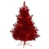 4 Ft. Red Pre-lit Flocked Fraser Fir Artificial Christmas Tree With 100 Red Lights, 14 Globe Bulbs -Holiday Glow Store nearly natural pre lit christmas trees t1459 64 1000