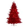 6 Ft. Red Pre-Lit Flocked Fraser Fir Artificial Christmas Tree With 350 Red Lights, 33 Globe Bulbs -Holiday Glow Store nearly natural pre lit christmas trees t1460 64 1000