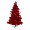 7 Ft. Red Pre-Lit Flocked Fraser Fir Artificial Christmas Tree With 500 Red Lights, 40 Globe Bulbs -Holiday Glow Store nearly natural pre lit christmas trees t1461 64 1000