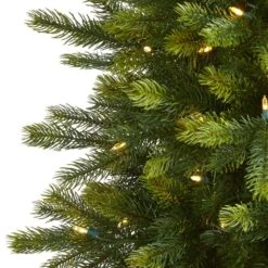 6 Ft. Pre-lit Manchester Fir Artificial Christmas Tree In Planter With 350 Clear Warm Multifunction LED Lights -Holiday Glow Store nearly natural pre lit christmas trees t1474 4f 1000