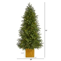 6 Ft. Pre-lit Manchester Fir Artificial Christmas Tree In Planter With 350 Clear Warm Multifunction LED Lights -Holiday Glow Store nearly natural pre lit christmas trees t1474 c3 1000