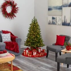 5 Ft. Pre-lit Cambridge Fir Artificial Christmas Tree With 300 Clear Warm Multi-Function LED Lights -Holiday Glow Store nearly natural pre lit christmas trees t1478 fa 1000