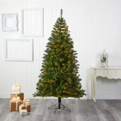 7 Ft. Pre-Lit Springfield Artificial Christmas Tree With 400 Warm Clear Lights -Holiday Glow Store nearly natural pre lit christmas trees t1482 31 1000
