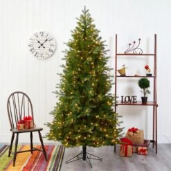 7 Ft. Pre-Lit Vienna Fir Artificial Christmas Tree With 450 Warm White Lights -Holiday Glow Store nearly natural pre lit christmas trees t1486 31 1000