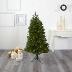 5 Ft. Pre-Lit Vancouver Spruce Artificial Christmas Tree With 200 Warm White Lights -Holiday Glow Store nearly natural pre lit christmas trees t1487 31 1000