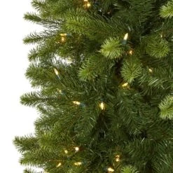 9 Ft. Pre-lit Slim Virginia Spruce Artificial Christmas Tree With 750 Warm White Multi-Function LED Lights -Holiday Glow Store nearly natural pre lit christmas trees t1493 4f 1000