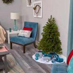 4 Ft. Pre-Lit Cambridge Spruce Flat Back Artificial Christmas Tree With 100 Warm White Multi-Function LED Lights -Holiday Glow Store nearly natural pre lit christmas trees t1565 66 1000