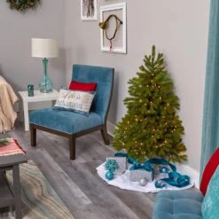 4 Ft. Pre-Lit Cambridge Spruce Flat Back Artificial Christmas Tree With 100 Warm White Multi-Function LED Lights -Holiday Glow Store nearly natural pre lit christmas trees t1565 76 1000