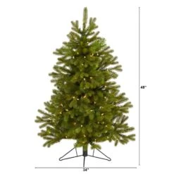 4 Ft. Pre-Lit Cambridge Spruce Flat Back Artificial Christmas Tree With 100 Warm White Multi-Function LED Lights -Holiday Glow Store nearly natural pre lit christmas trees t1565 c3 1000