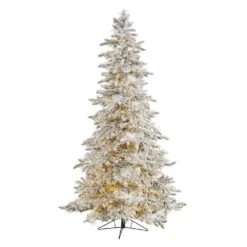 7.5 Ft. Pre-Lit Flocked Grand Northern Rocky Fir Artificial Christmas Tree With 6672 Warm Multi-Function LED Lights