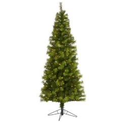 6.5 Ft. Pre-Lit Green Valley Pine Artificial Christmas Tree With 300 Warm White LED Lights