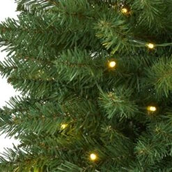 3 Ft. Green Pre-lit Slim Mountain Pine Artificial Christmas Tree With 50 Battery Operated Clear LED Lights -Holiday Glow Store nearly natural pre lit christmas trees t1599 4f 1000