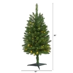 3 Ft. Green Pre-lit Slim Mountain Pine Artificial Christmas Tree With 50 Battery Operated Clear LED Lights -Holiday Glow Store nearly natural pre lit christmas trees t1599 c3 1000