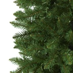6.5 Ft. Pre-Lit Slim Green Mountain Pine Artificial Christmas Tree With 300 Clear LED Lights -Holiday Glow Store nearly natural pre lit christmas trees t1601 1f 1000