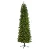 8 Ft. Pre-Lit Slim Green Mountain Pine Artificial Christmas Tree With 400 Clear LED Lights -Holiday Glow Store nearly natural pre lit christmas trees t1604 64 1000