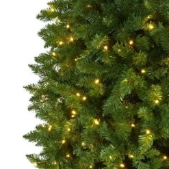 10 Ft. Pre-Lit Slim Green Mountain Pine Artificial Christmas Tree With 800 Clear LED Lights -Holiday Glow Store nearly natural pre lit christmas trees t1606 4f 1000