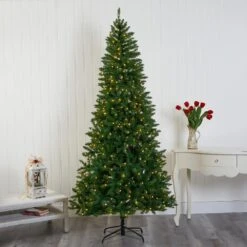 7.5 Ft. Pre-Lit Green Valley Fir Artificial Christmas Tree With 500 Clear LED Lights 15 7.5 Ft. Pre-Lit Green Valley Fir Artificial Christmas Tree With 500 Clear LED Lights -Holiday Glow Store nearly natural pre lit christmas trees t1608 31 1000
