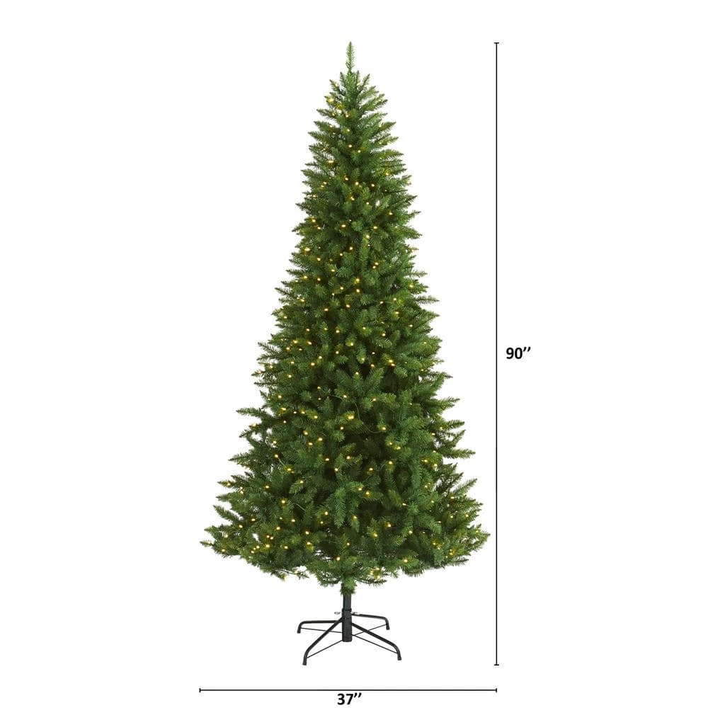 7.5 Ft. Pre-Lit Green Valley Fir Artificial Christmas Tree With 500 Clear LED Lights 4 7.5 Ft. Pre-Lit Green Valley Fir Artificial Christmas Tree With 500 Clear LED Lights - Image 2