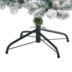 5 Ft. Pre-Lit Flocked Livingston Fir Artificial Christmas Tree With Pine Cones And 200 Clear Warm LED Lights -Holiday Glow Store nearly natural pre lit christmas trees t1610 1f 1000