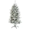 5 Ft. Pre-Lit Flocked Livingston Fir Artificial Christmas Tree With Pine Cones And 200 Clear Warm LED Lights -Holiday Glow Store nearly natural pre lit christmas trees t1610 64 1000