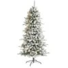 6 Ft. Pre-Lit Flocked Livingston Fir Artificial Christmas Tree With Pine Cones And 300 Clear Warm LED Lights -Holiday Glow Store nearly natural pre lit christmas trees t1611 64 1000