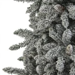 7.5 Ft. Pre-Lit Flocked Livingston Fir Artificial Christmas Tree With Pine Cones And 500 Clear Warm LED Lights -Holiday Glow Store nearly natural pre lit christmas trees t1613 44 1000