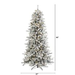 7.5 Ft. Pre-Lit Flocked Livingston Fir Artificial Christmas Tree With Pine Cones And 500 Clear Warm LED Lights -Holiday Glow Store nearly natural pre lit christmas trees t1613 c3 1000