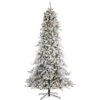 9 Ft. Pre-Lit Flocked Livingston Fir Artificial Christmas Tree With Pine Cones And 650 Clear Warm LED Lights -Holiday Glow Store nearly natural pre lit christmas trees t1614 64 1000