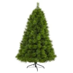 6.5 Ft. Pre-Lit Green Scotch Pine Artificial Christmas Tree With 350 Clear LED Lights -Holiday Glow Store nearly natural pre lit christmas trees t1616 4f 1000